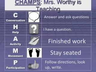 CHAMPS : Mrs. Worthy is Teaching