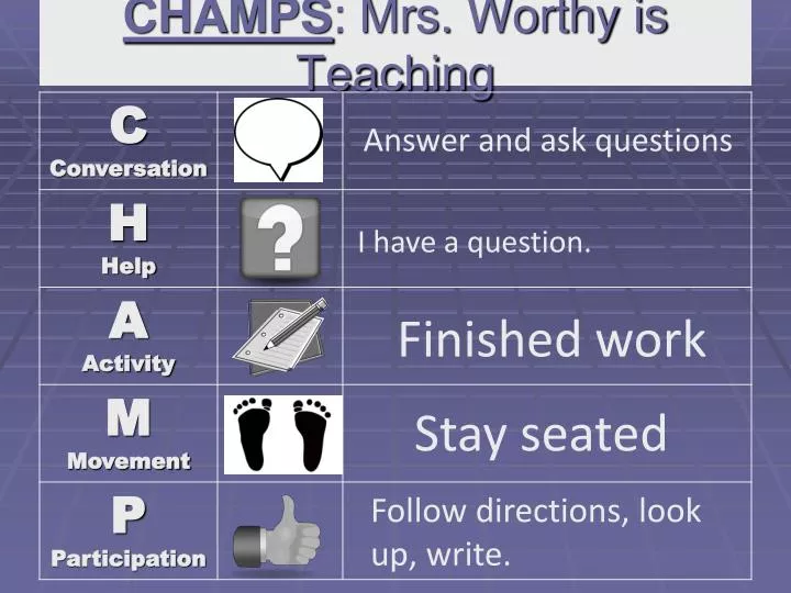 champs mrs worthy is teaching
