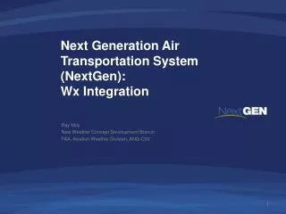 Next Generation Air Transportation System (NextGen): Wx Integration