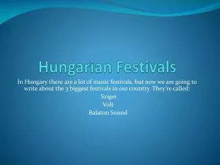 Hungarian Festivals