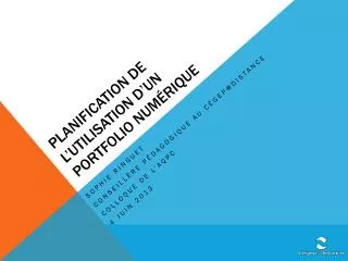 planification de l utilisation d un portfolio num rique