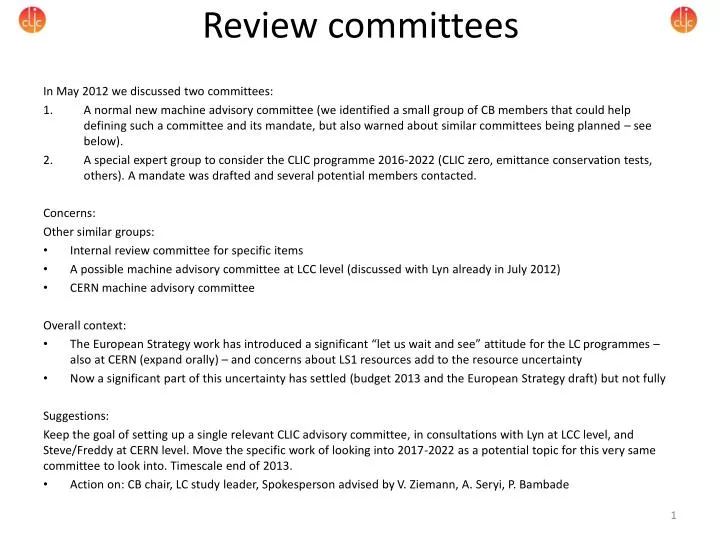 review committees
