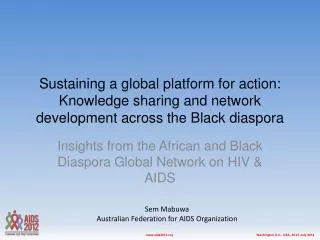 Insights from the African and Black Diaspora Global Network on HIV &amp; AIDS