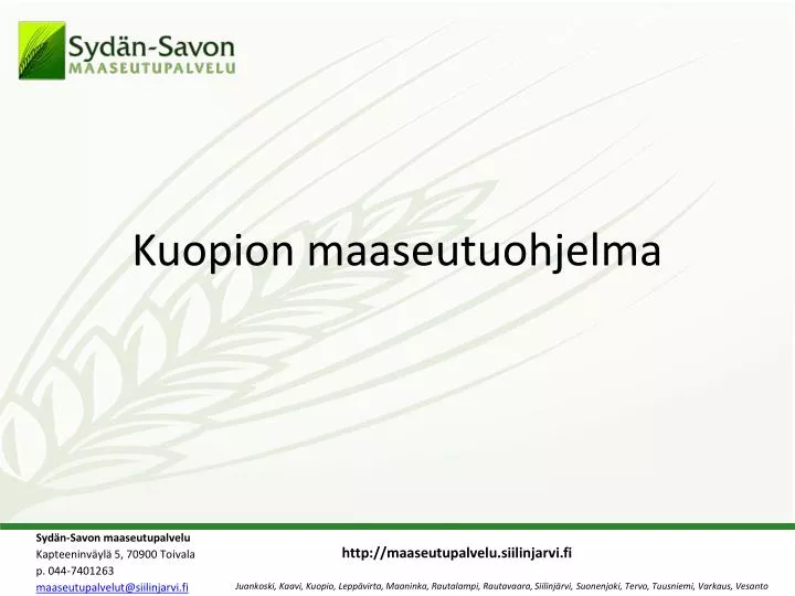 kuopion maaseutuohjelma