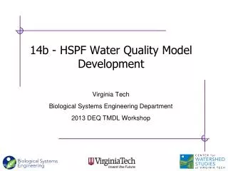 14b - HSPF Water Quality Model Development