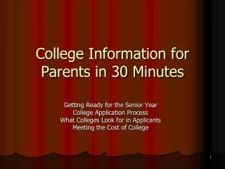 College Information for Parents in 30 Minutes
