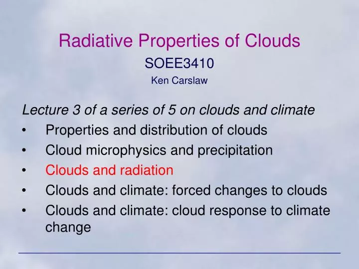 radiative properties of clouds