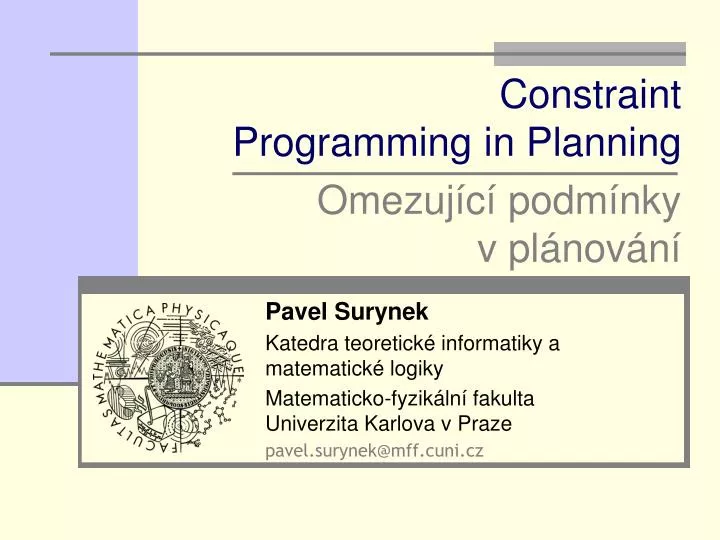 constraint programming in planning