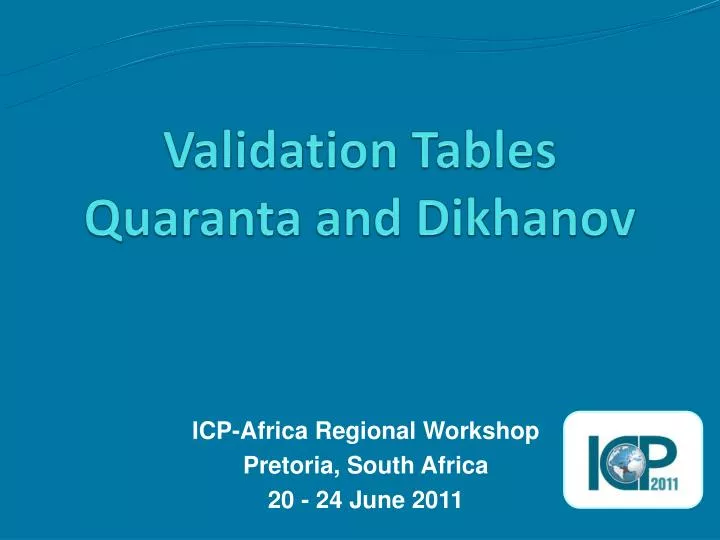 validation tables quaranta and dikhanov