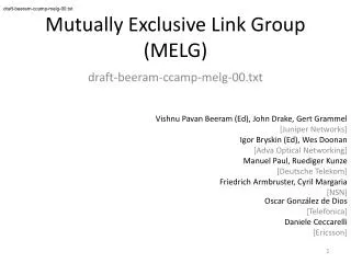 Mutually Exclusive Link Group (MELG)