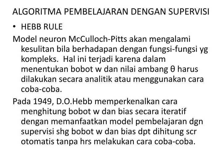 algoritma pembelajaran dengan supervisi