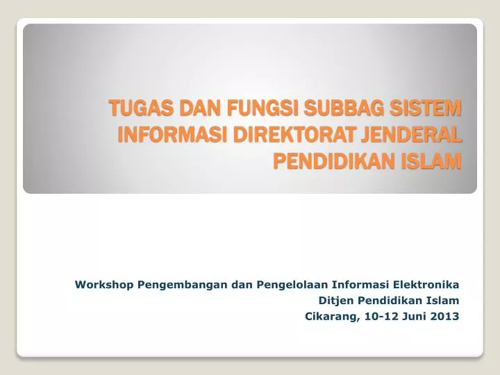 tugas dan fungsi subbag sistem informasi direktorat jenderal pendidikan islam