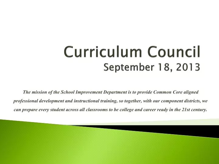 curriculum council september 18 2013