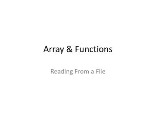 Array &amp; Functions