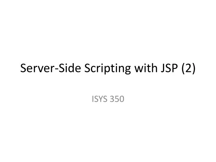 server side scripting with jsp 2