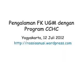pengalaman fk ugm dengan program cchc