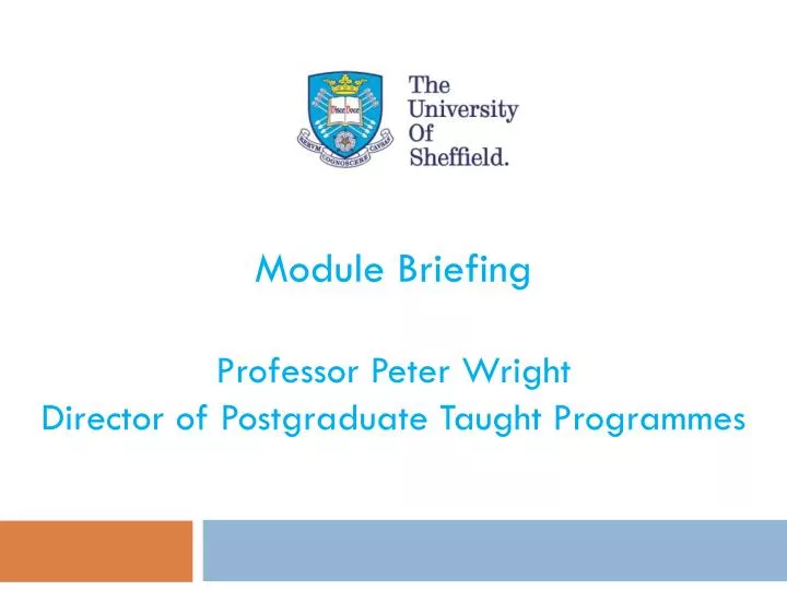 module briefing professor peter wright director of postgraduate taught programmes