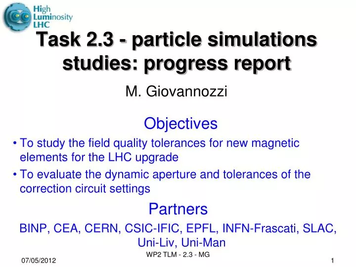 task 2 3 particle simulations studies progress report