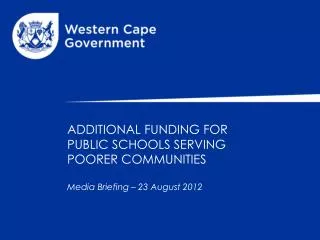 Equalisation of per learner subsidies to National Quintile 1, 2 and 3 schools (no-fee schools)