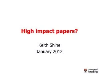 High impact papers?