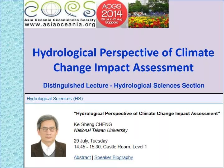 hydrological perspective of climate change impact assessment