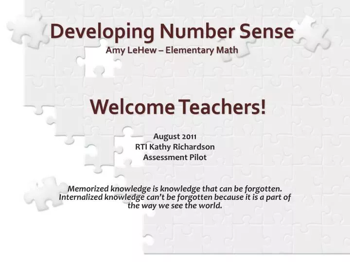 developing number sense amy lehew elementary math