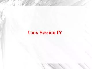 Unix Session IV