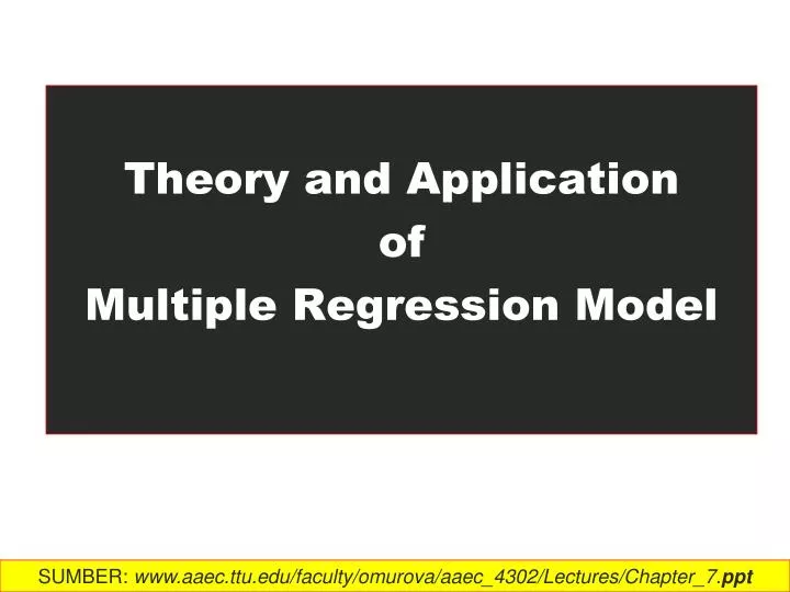 theory and application of multiple regression model