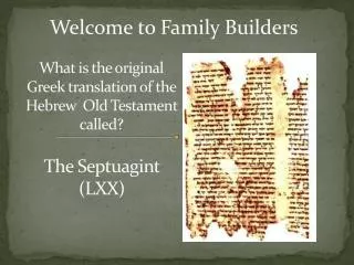 What is the original Greek translation of the Hebrew Old Testament called?