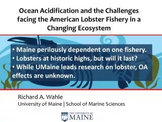 Richard A. Wahle University of Maine | School of Marine Sciences