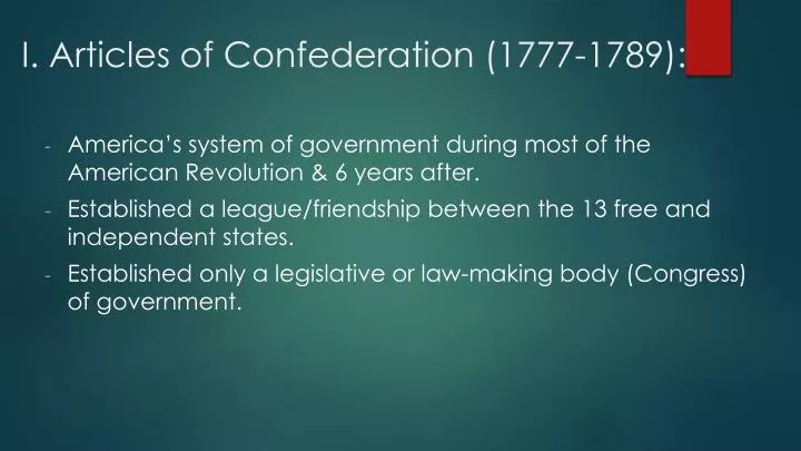 i articles of confederation 1777 1789