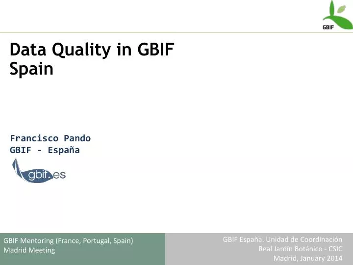 data quality in gbif spain