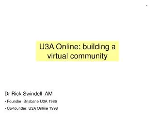 U3A Online: building a virtual community