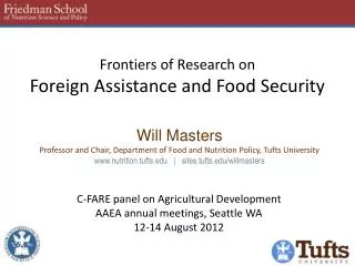 Frontiers of Research on Foreign Assistance and Food Security