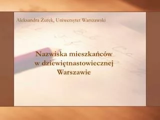 nazwiska mieszka c w w dziewi tnastowiecznej warszawie