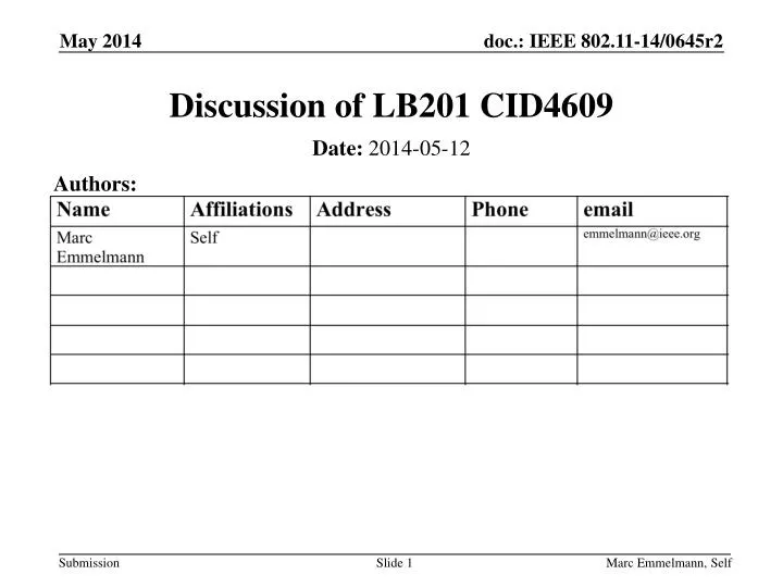 discussion of lb201 cid4609