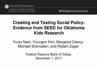 Creating and Testing Social Policy: Evidence from SEED for Oklahoma Kids Research