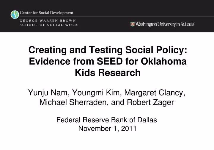 creating and testing social policy evidence from seed for oklahoma kids research