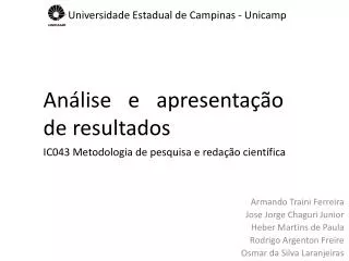 an lise e apresenta o de resultados