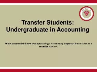 Transfer Students: Undergraduate in Accounting