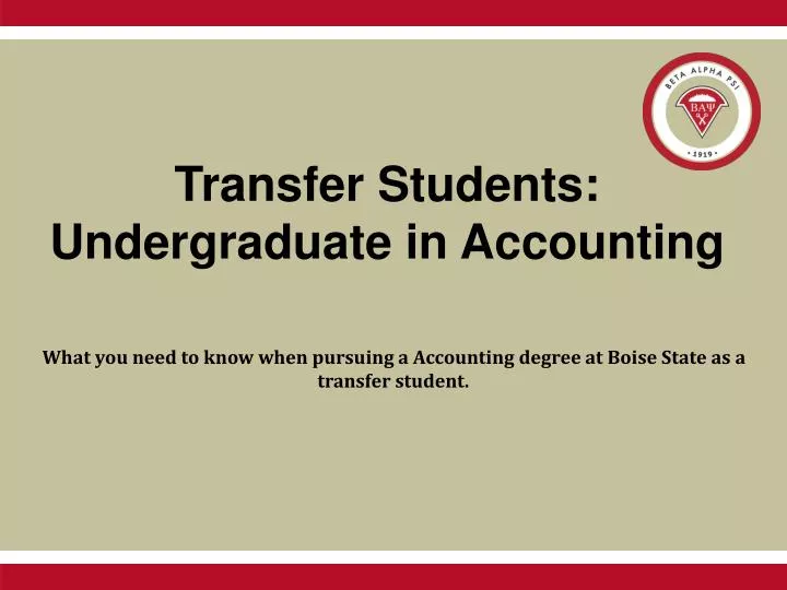 transfer students undergraduate in accounting