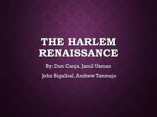 The Harlem Renaissance