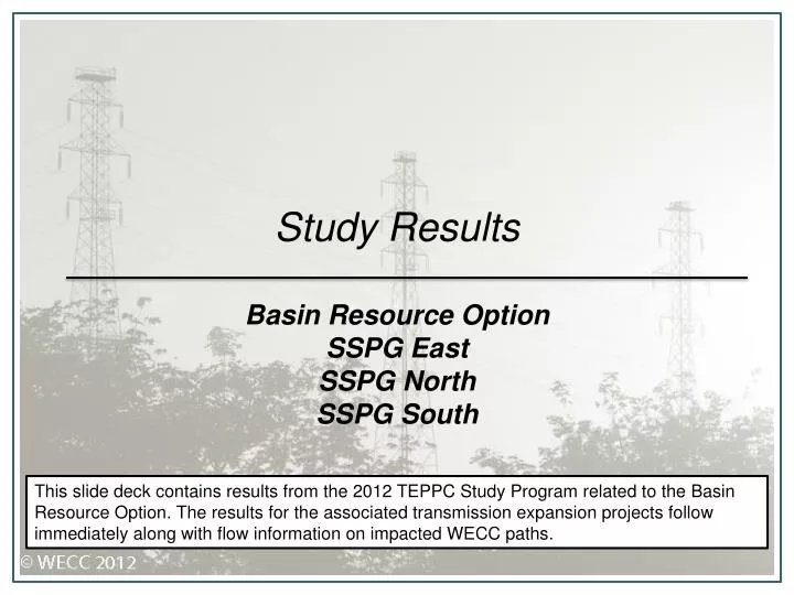 study results basin resource option sspg east sspg north sspg south