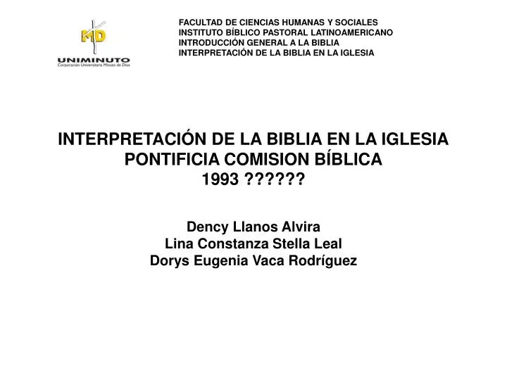 interpretaci n de la biblia en la iglesia pontificia comision b blica 1993