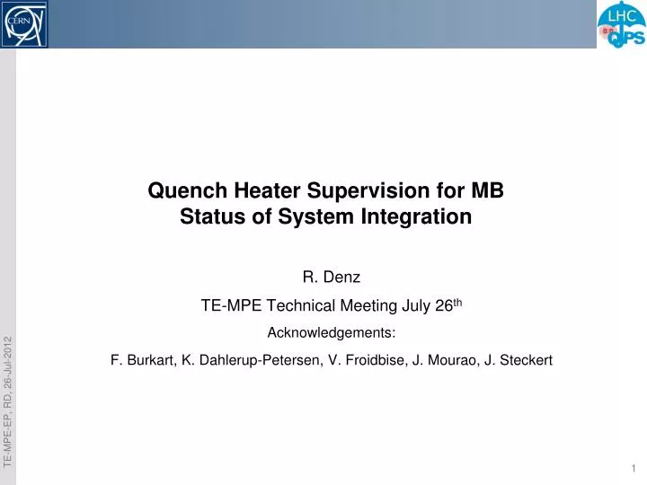 quench heater supervision for mb status of system integration