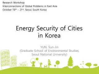 Energy Security of Cities in Korea