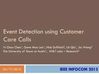 Event Detection using Customer Care Calls
