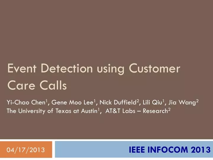 event detection using customer care calls