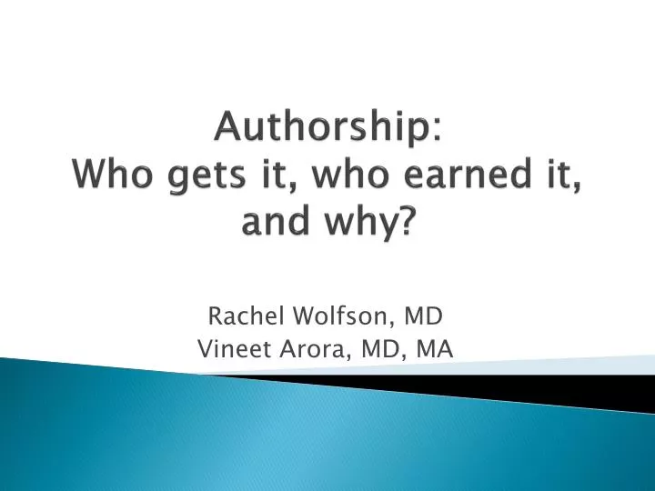 authorship who gets it who earned it and why
