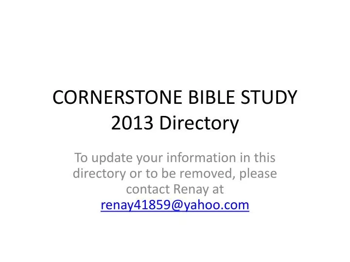 cornerstone bible study 2013 directory